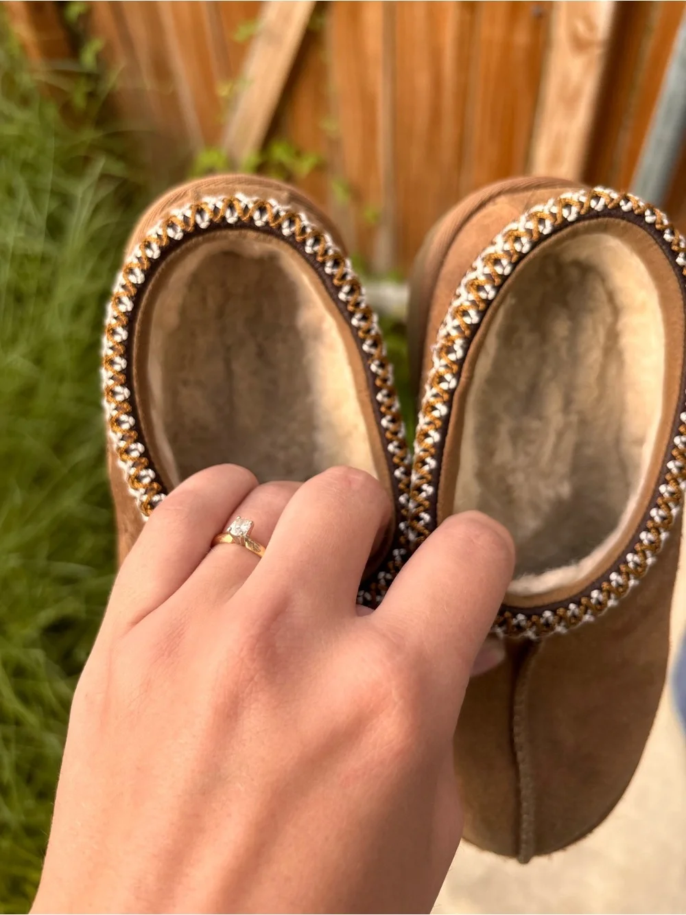 UGG Chestnut Suede Shearling Mule Slippers